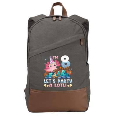 8 Year Old Axolotl Lover 8th Birthday Gift Cotton Canvas Backpack