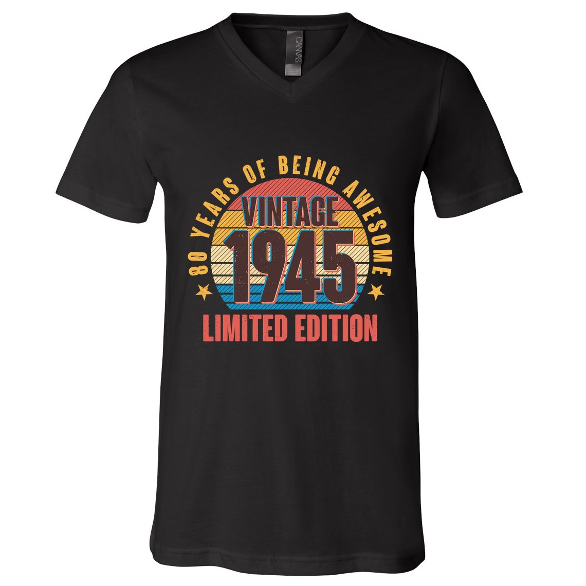 80 Years Of Being Awesome 1945 Limited Edition Vintage Retro V-Neck T-Shirt