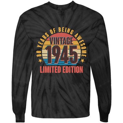 80 Years Of Being Awesome 1945 Limited Edition Vintage Retro Tie-Dye Long Sleeve Shirt