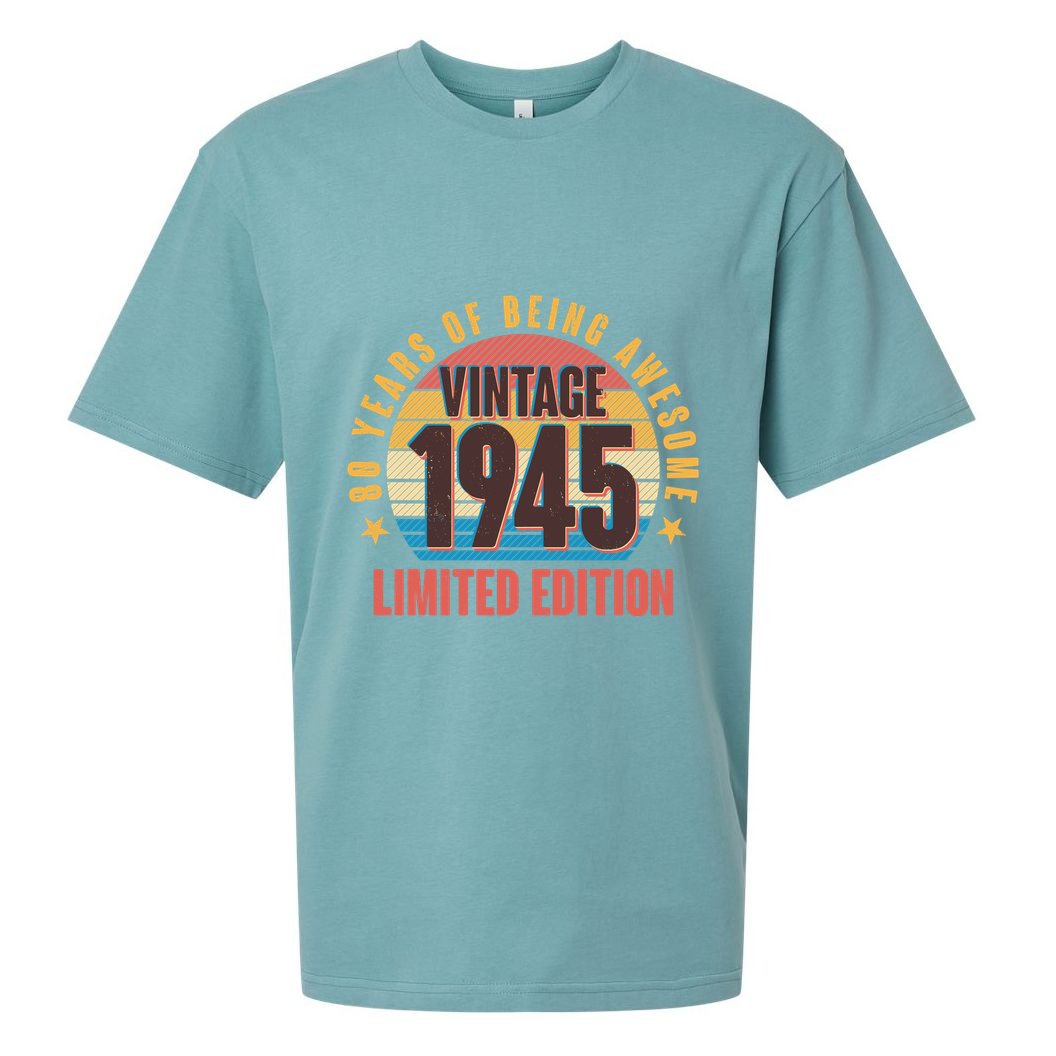 80 Years Of Being Awesome 1945 Limited Edition Vintage Retro Sueded Cloud Jersey T-Shirt