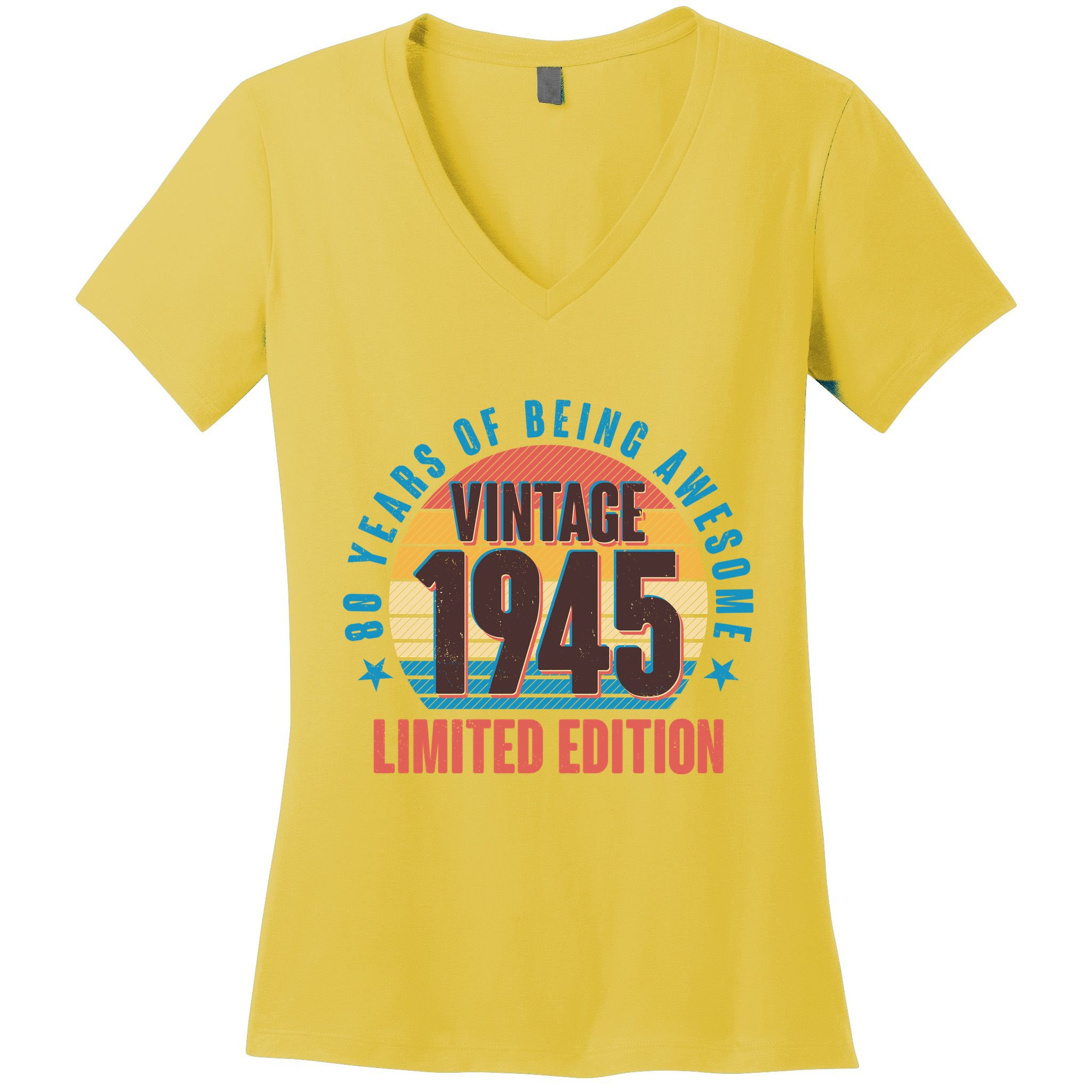 80 Years Of Being Awesome 1945 Limited Edition Vintage Retro Women's V-Neck T-Shirt