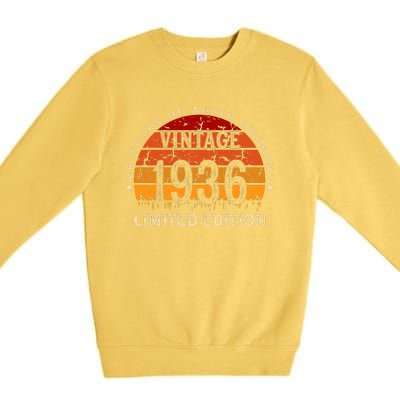 86 Year Old Gifts Retro Vintage 1936 Limited Edition 86th Birthday Premium Crewneck Sweatshirt