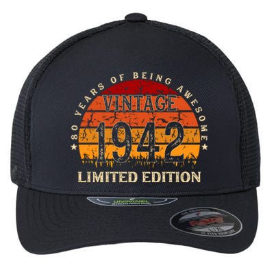 80 Year Old Gifts Retro Vintage 1942 Limited Edition 80th Birthday Flexfit Unipanel Trucker Cap