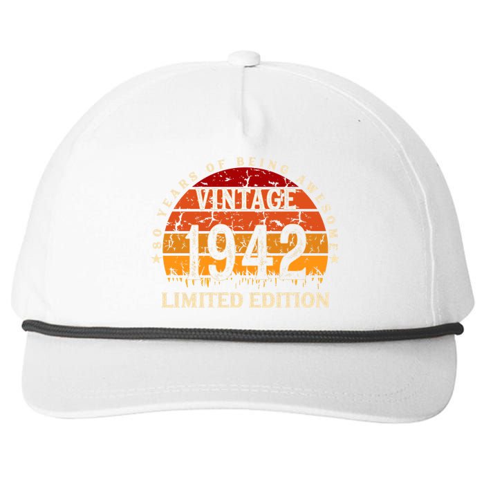 80 Year Old Gifts Retro Vintage 1942 Limited Edition 80th Birthday Snapback Five-Panel Rope Hat