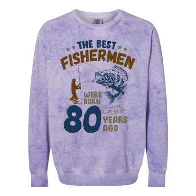 80 Year Old Fishing Fishermen Gifts For Birthday Gift Colorblast Crewneck Sweatshirt