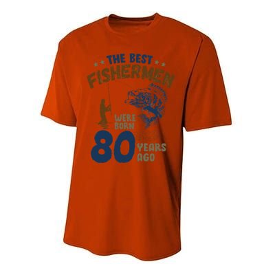 80 Year Old Fishing Fishermen Gifts For Birthday Gift Performance Sprint T-Shirt