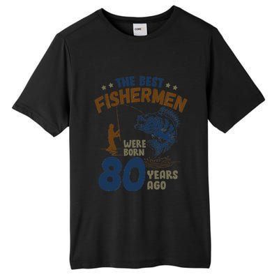 80 Year Old Fishing Fishermen Gifts For Birthday Gift Tall Fusion ChromaSoft Performance T-Shirt