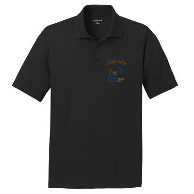 80 Year Old Fishing Fishermen Gifts For Birthday Gift PosiCharge RacerMesh Polo