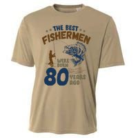 80 Year Old Fishing Fishermen Gifts For Birthday Gift Cooling Performance Crew T-Shirt