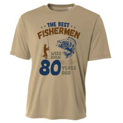 80 Year Old Fishing Fishermen Gifts For Birthday Gift Cooling Performance Crew T-Shirt