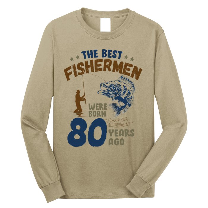 80 Year Old Fishing Fishermen Gifts For Birthday Gift Long Sleeve Shirt