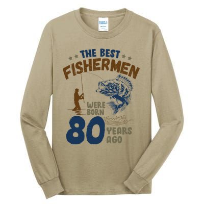 80 Year Old Fishing Fishermen Gifts For Birthday Gift Tall Long Sleeve T-Shirt