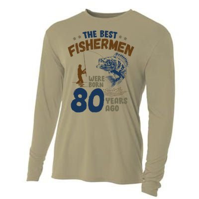 80 Year Old Fishing Fishermen Gifts For Birthday Gift Cooling Performance Long Sleeve Crew