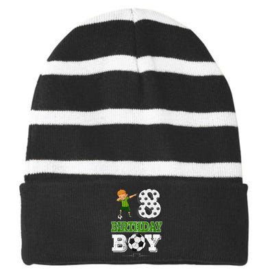 8 Year Old Gift Dabbing Boy Soccer Player 8th Birthday Boy Striped Beanie with Solid Band