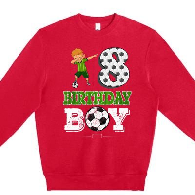 8 Year Old Gift Dabbing Boy Soccer Player 8th Birthday Boy Premium Crewneck Sweatshirt