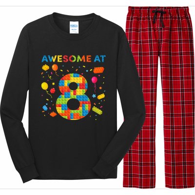 8 Year Old Building Blocks Birthday 8 Long Sleeve Pajama Set