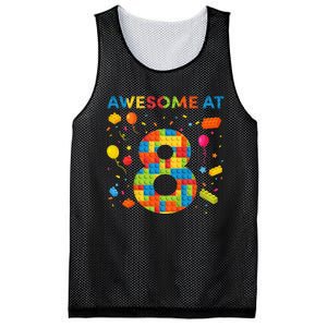 8 Year Old Building Blocks Birthday 8 Mesh Reversible Basketball Jersey Tank