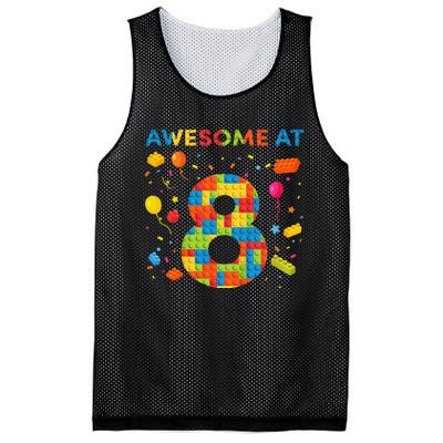 8 Year Old Building Blocks Birthday 8 Mesh Reversible Basketball Jersey Tank