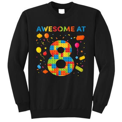 8 Year Old Building Blocks Birthday 8 Tall Sweatshirt