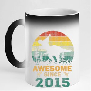 8 Year Old Dinosaur Awesome Since 2015 8th Birthday Gift 11oz Black Color Changing Mug