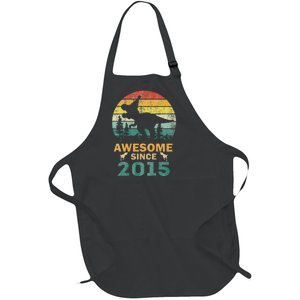 8 Year Old Dinosaur Awesome Since 2015 8th Birthday Gift Full-Length Apron With Pockets