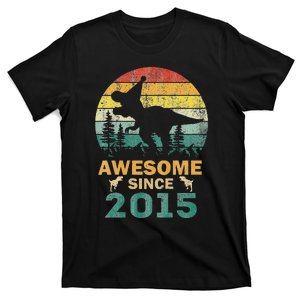 8 Year Old Dinosaur Awesome Since 2015 8th Birthday Gift T-Shirt