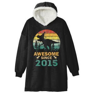 8 Year Old Dinosaur Awesome Since 2015 8th Birthday Gift Hooded Wearable Blanket