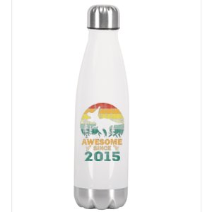 8 Year Old Dinosaur Awesome Since 2015 8th Birthday Gift Stainless Steel Insulated Water Bottle