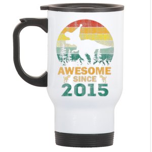 8 Year Old Dinosaur Awesome Since 2015 8th Birthday Gift Stainless Steel Travel Mug