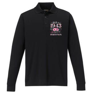 80 Year Old Made In 1943 Floral 80th Birthday Gifts wo Performance Long Sleeve Polo