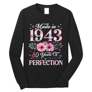 80 Year Old Made In 1943 Floral 80th Birthday Gifts wo Long Sleeve Shirt