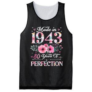 80 Year Old Made In 1943 Floral 80th Birthday Gifts wo Mesh Reversible Basketball Jersey Tank