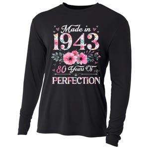 80 Year Old Made In 1943 Floral 80th Birthday Gifts wo Cooling Performance Long Sleeve Crew