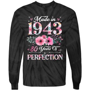 80 Year Old Made In 1943 Floral 80th Birthday Gifts wo Tie-Dye Long Sleeve Shirt