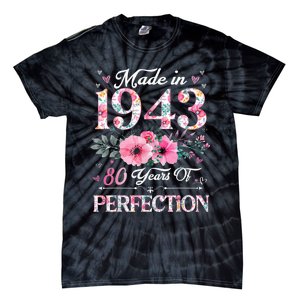 80 Year Old Made In 1943 Floral 80th Birthday Gifts wo Tie-Dye T-Shirt