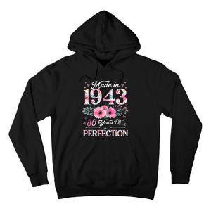 80 Year Old Made In 1943 Floral 80th Birthday Gifts wo Tall Hoodie