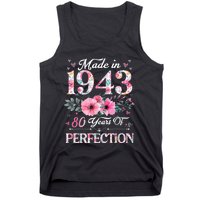 80 Year Old Made In 1943 Floral 80th Birthday Gifts wo Tank Top