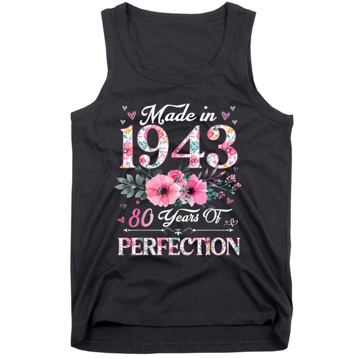 80 Year Old Made In 1943 Floral 80th Birthday Gifts wo Tank Top