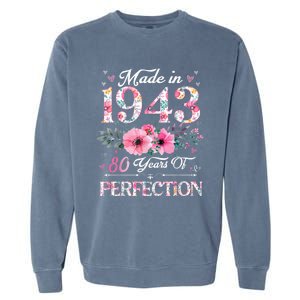 80 Year Old Made In 1943 Floral 80th Birthday Gifts wo Garment-Dyed Sweatshirt