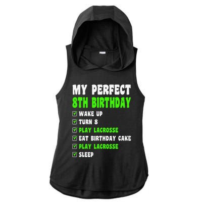 8 Year Old Perfect 8th Birthday Lacrosse 8th Birthday Ladies PosiCharge Tri-Blend Wicking Draft Hoodie Tank