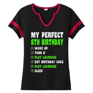 8 Year Old Perfect 8th Birthday Lacrosse 8th Birthday Ladies Halftime Notch Neck Tee