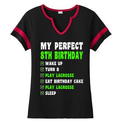 8 Year Old Perfect 8th Birthday Lacrosse 8th Birthday Ladies Halftime Notch Neck Tee