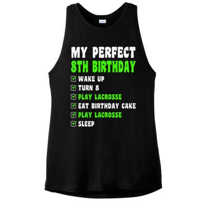 8 Year Old Perfect 8th Birthday Lacrosse 8th Birthday Ladies PosiCharge Tri-Blend Wicking Tank