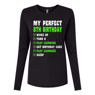 8 Year Old Perfect 8th Birthday Lacrosse 8th Birthday Womens Cotton Relaxed Long Sleeve T-Shirt