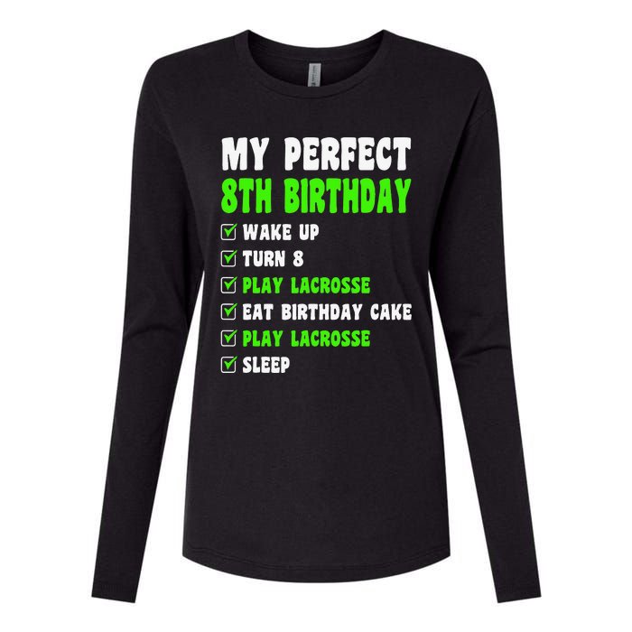 8 Year Old Perfect 8th Birthday Lacrosse 8th Birthday Womens Cotton Relaxed Long Sleeve T-Shirt