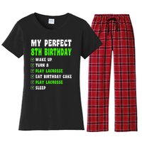 8 Year Old Perfect 8th Birthday Lacrosse 8th Birthday Women's Flannel Pajama Set