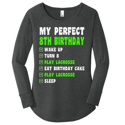 8 Year Old Perfect 8th Birthday Lacrosse 8th Birthday Women's Perfect Tri Tunic Long Sleeve Shirt