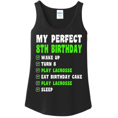 8 Year Old Perfect 8th Birthday Lacrosse 8th Birthday Ladies Essential Tank