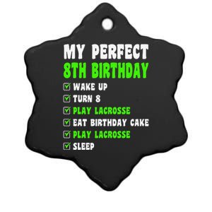 8 Year Old Perfect 8th Birthday Lacrosse 8th Birthday Ceramic Star Ornament