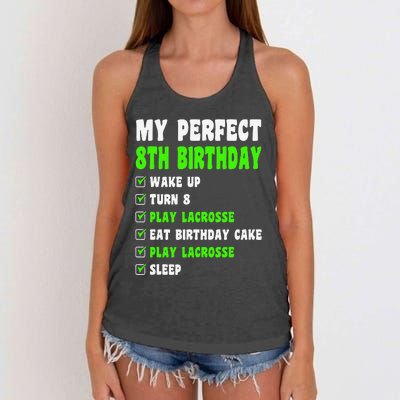 8 Year Old Perfect 8th Birthday Lacrosse 8th Birthday Women's Knotted Racerback Tank